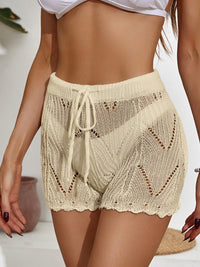 Thumbnail for Drawstring Cutout Swim Shorts - GlamBee Fashion