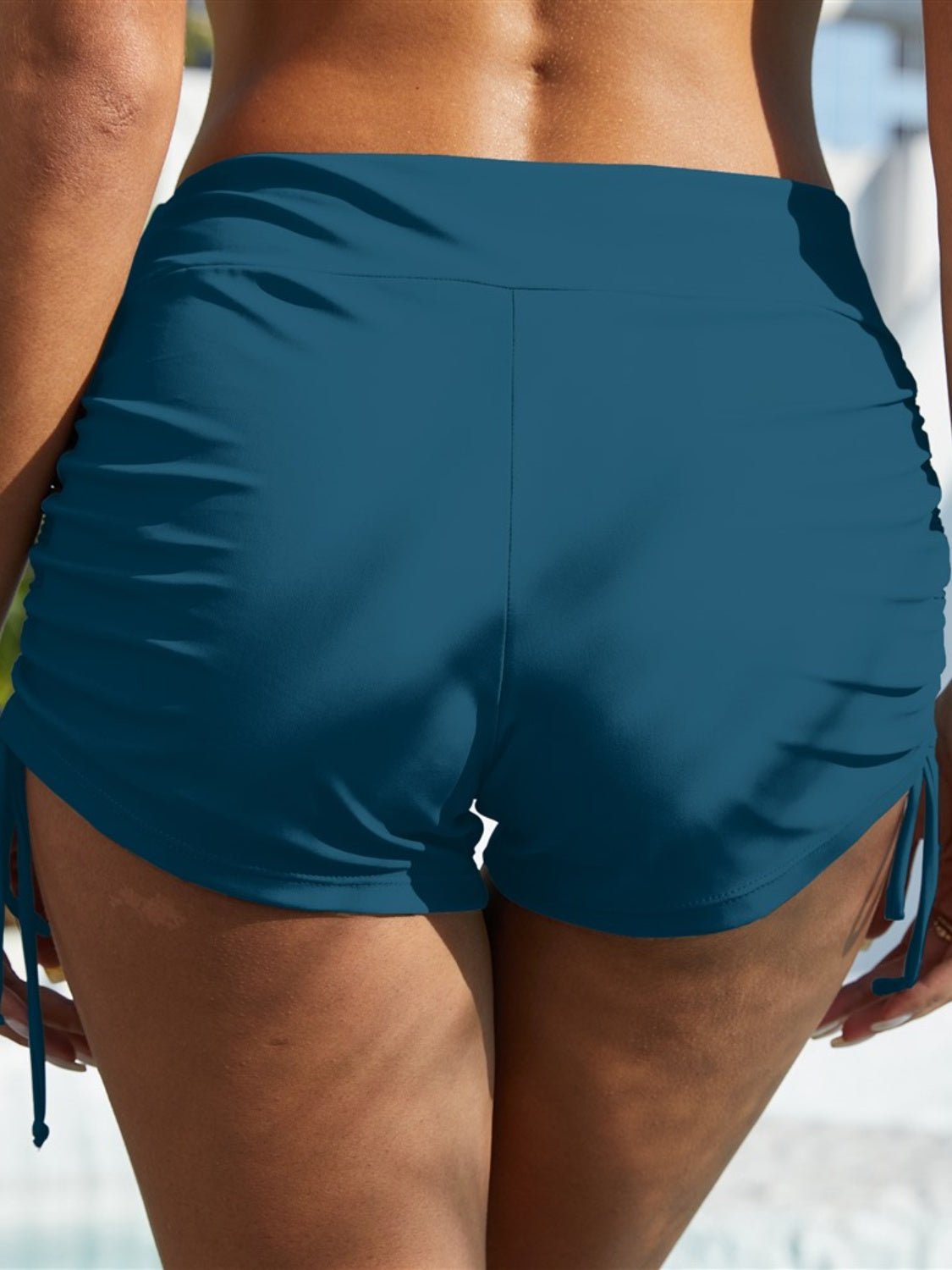 Drawstring Mid - Rise Waist Swim Shorts - GlamBee Fashion