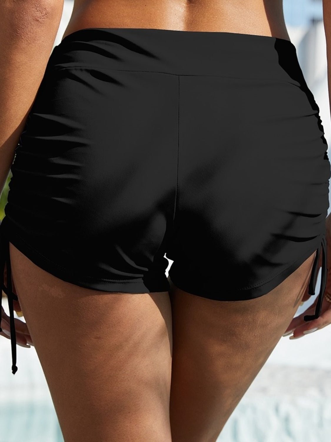 Drawstring Mid - Rise Waist Swim Shorts - GlamBee Fashion