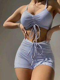 Thumbnail for Drawstring Spaghetti Strap Two - Piece Swim Set - GlamBee Fashion