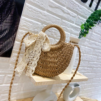 Thumbnail for Drawstring Straw Braided Crossbody Bag - GlamBee Fashion