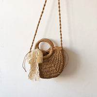 Thumbnail for Drawstring Straw Braided Crossbody Bag - GlamBee Fashion