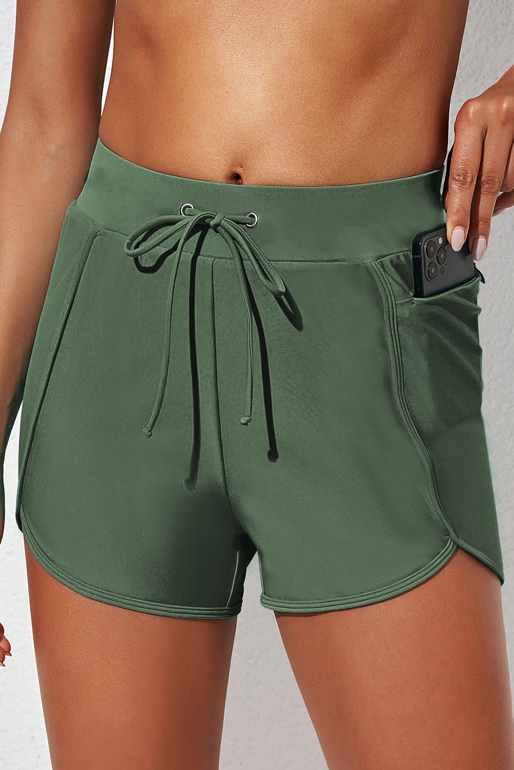 Drawstring Waist Swim Shorts - GlamBee Fashion