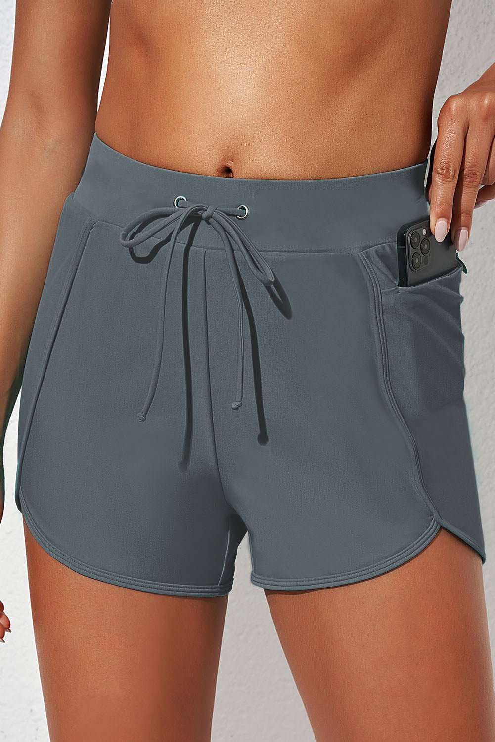 Drawstring Waist Swim Shorts - GlamBee Fashion