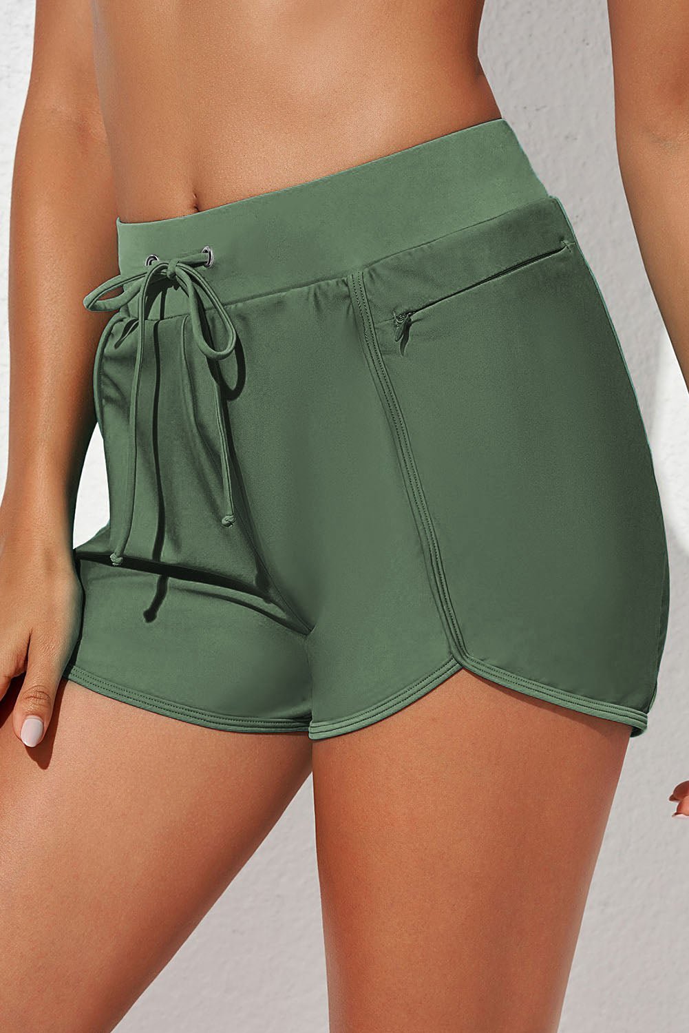 Drawstring Waist Swim Shorts - GlamBee Fashion