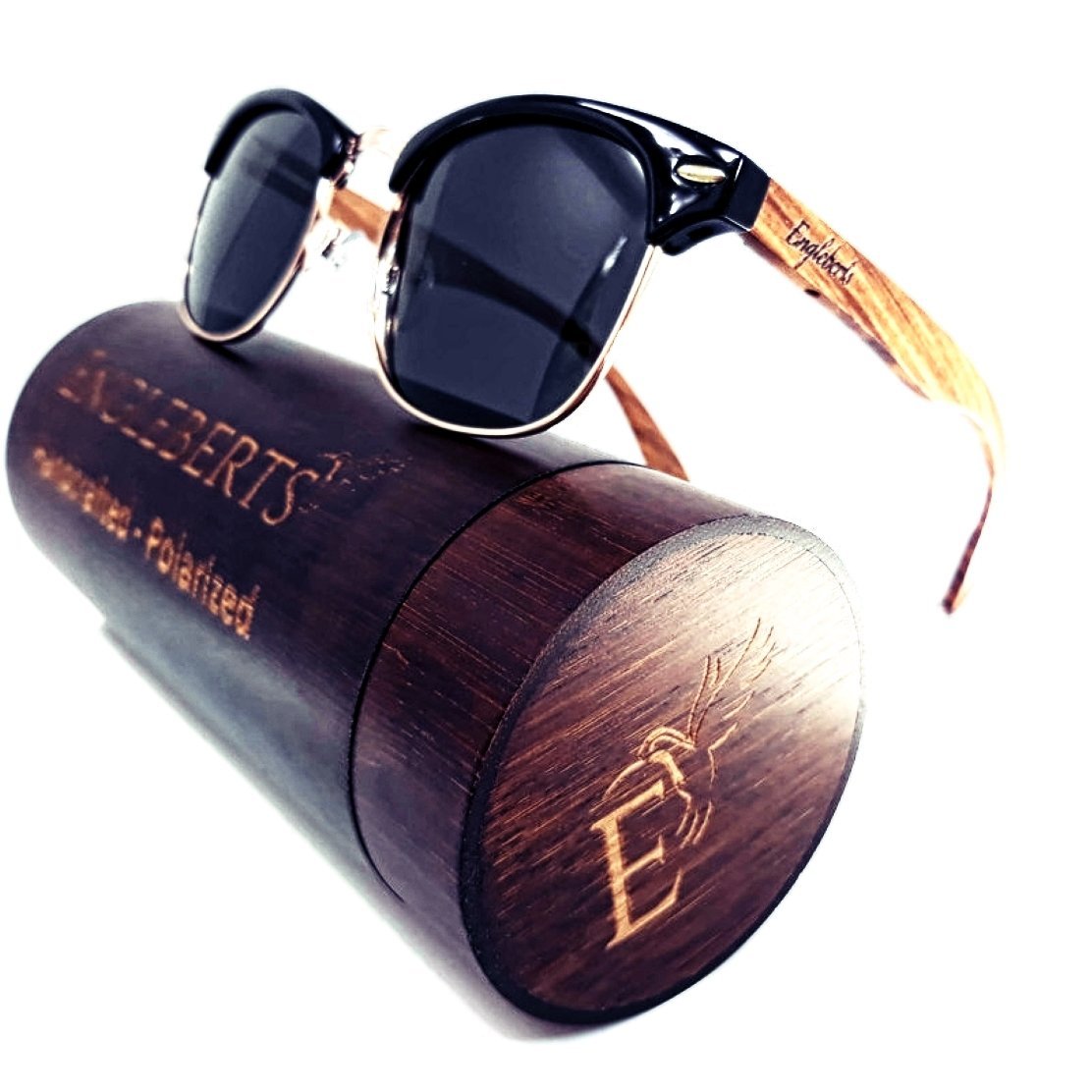 Engleberts Premium Walnut Wood Club Style Sunglasses - GlamBee Fashion