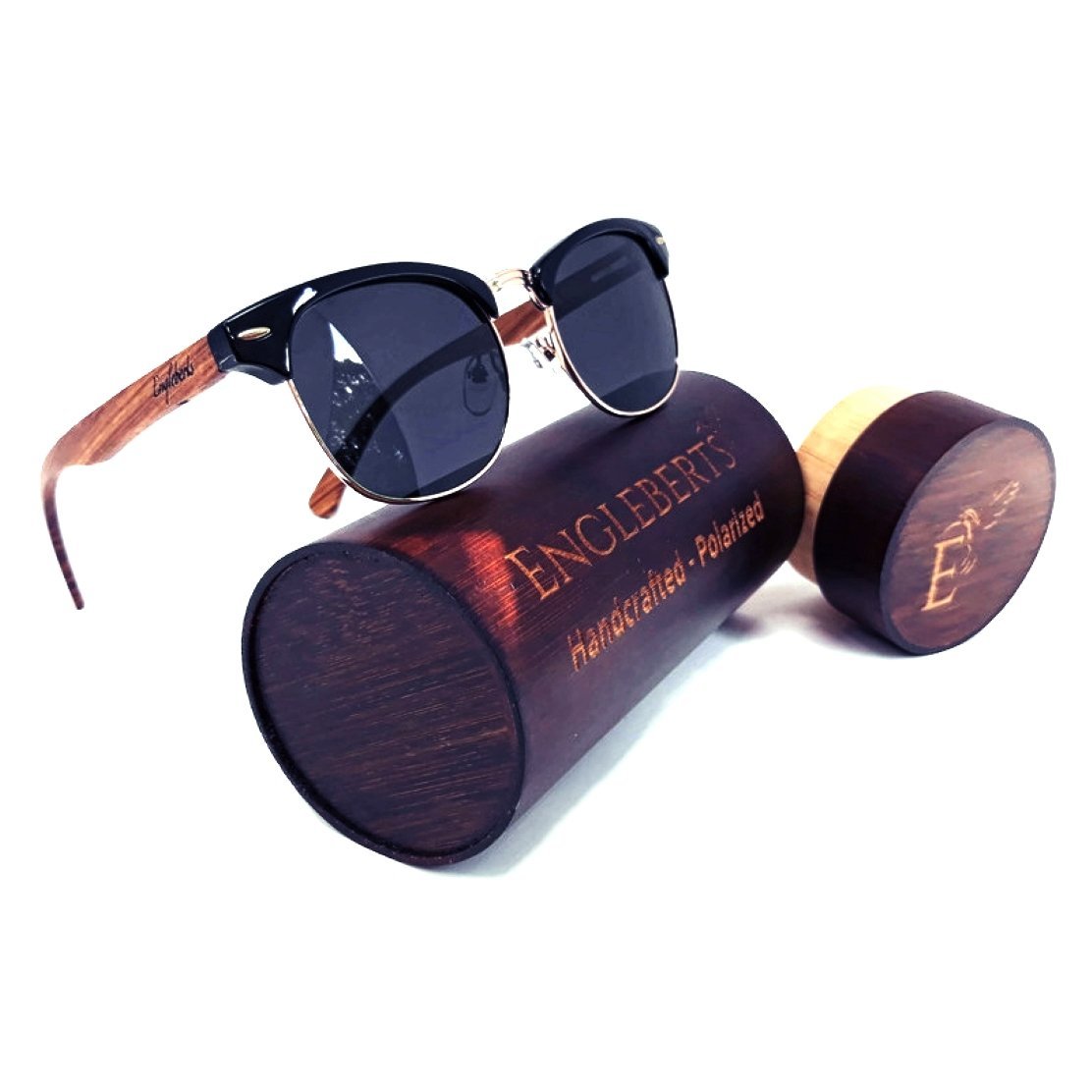 Engleberts Premium Walnut Wood Club Style Sunglasses - GlamBee Fashion