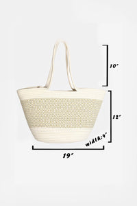 Thumbnail for Fame Braid Pattern Beach Tote Bag - GlamBee Fashion