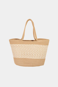 Thumbnail for Fame Braid Pattern Beach Tote Bag - GlamBee Fashion