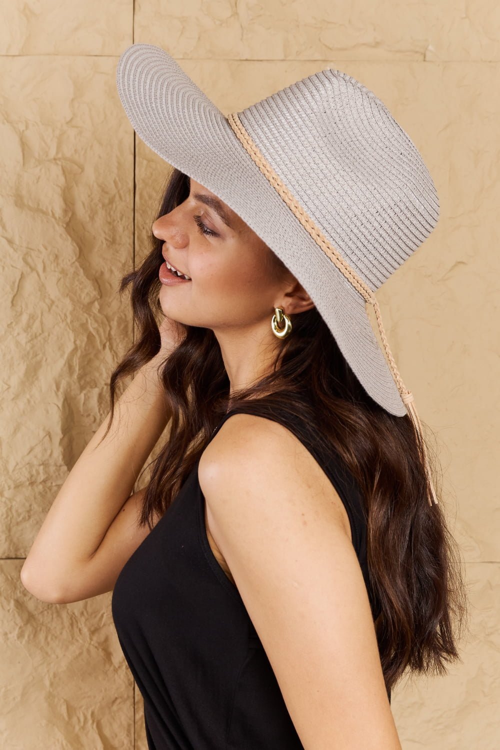 Fame Keep Me Close Straw Braided Rope Strap Fedora Hat - GlamBee Fashion