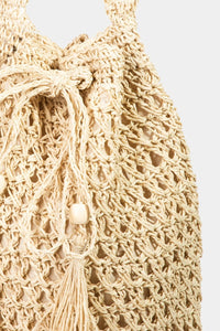 Thumbnail for Fame Straw Braided Drawstring Tote Bag with Tassel - GlamBee Fashion