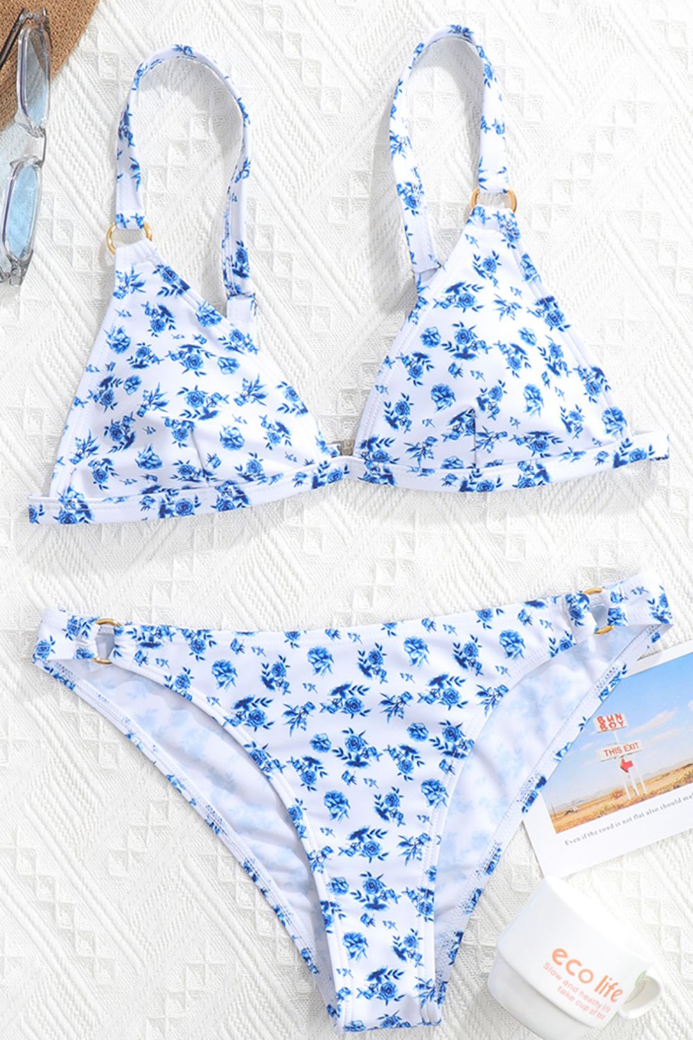 Floral Ring Detail Bikini Set - GlamBee Fashion