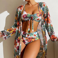 Thumbnail for Floral Three Piece Bikini Set - GlamBee Fashion