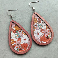 Thumbnail for Floral Wood Teardrop Earrings - GlamBee Fashion