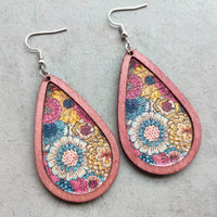 Thumbnail for Floral Wood Teardrop Earrings - GlamBee Fashion