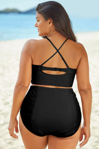 Thumbnail for Full Size Halter Neck Crisscross Ruched Two - Piece Swimsuit - GlamBee Fashion