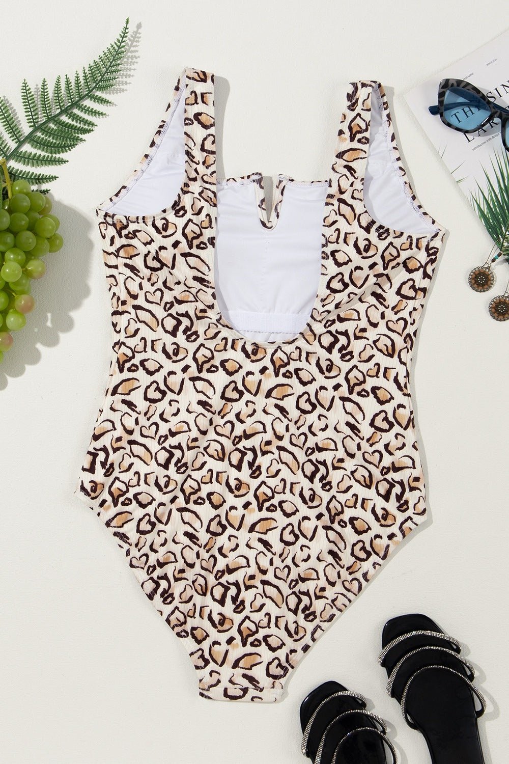 Full Size Leopard Wide Strap One - Piece Swimwear - GlamBee Fashion