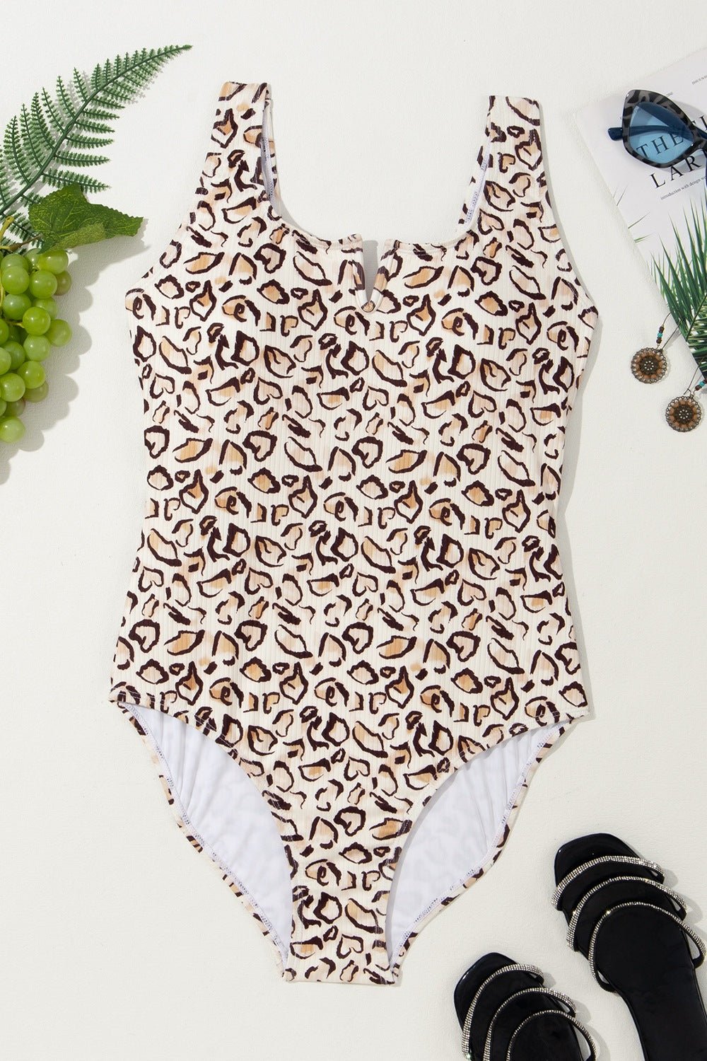 Full Size Leopard Wide Strap One - Piece Swimwear - GlamBee Fashion