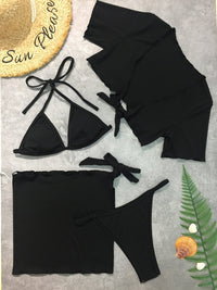 Thumbnail for Halter Neck Bikini and Cover Up Four - Piece Swim Set - GlamBee Fashion