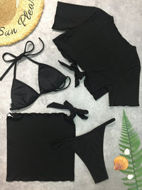 Thumbnail for Halter Neck Bikini and Cover Up Four - Piece Swim Set - GlamBee Fashion