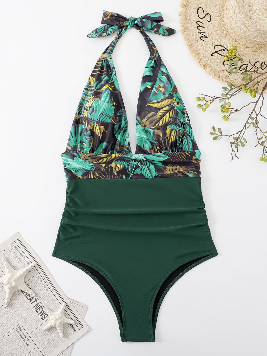 Halter Neck One - Piece Swimwear - GlamBee Fashion