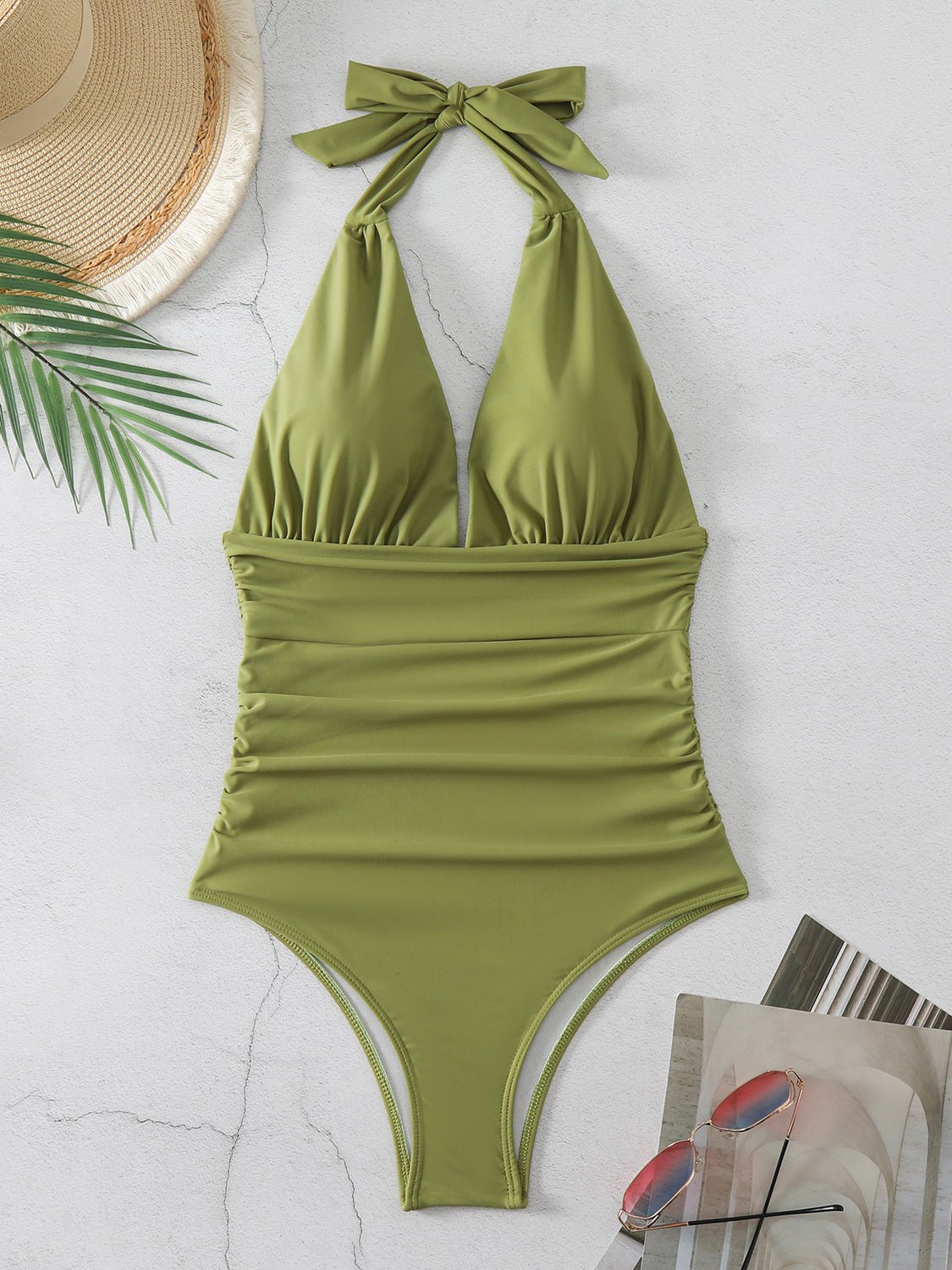 Halter Neck One - Piece Swimwear - GlamBee Fashion