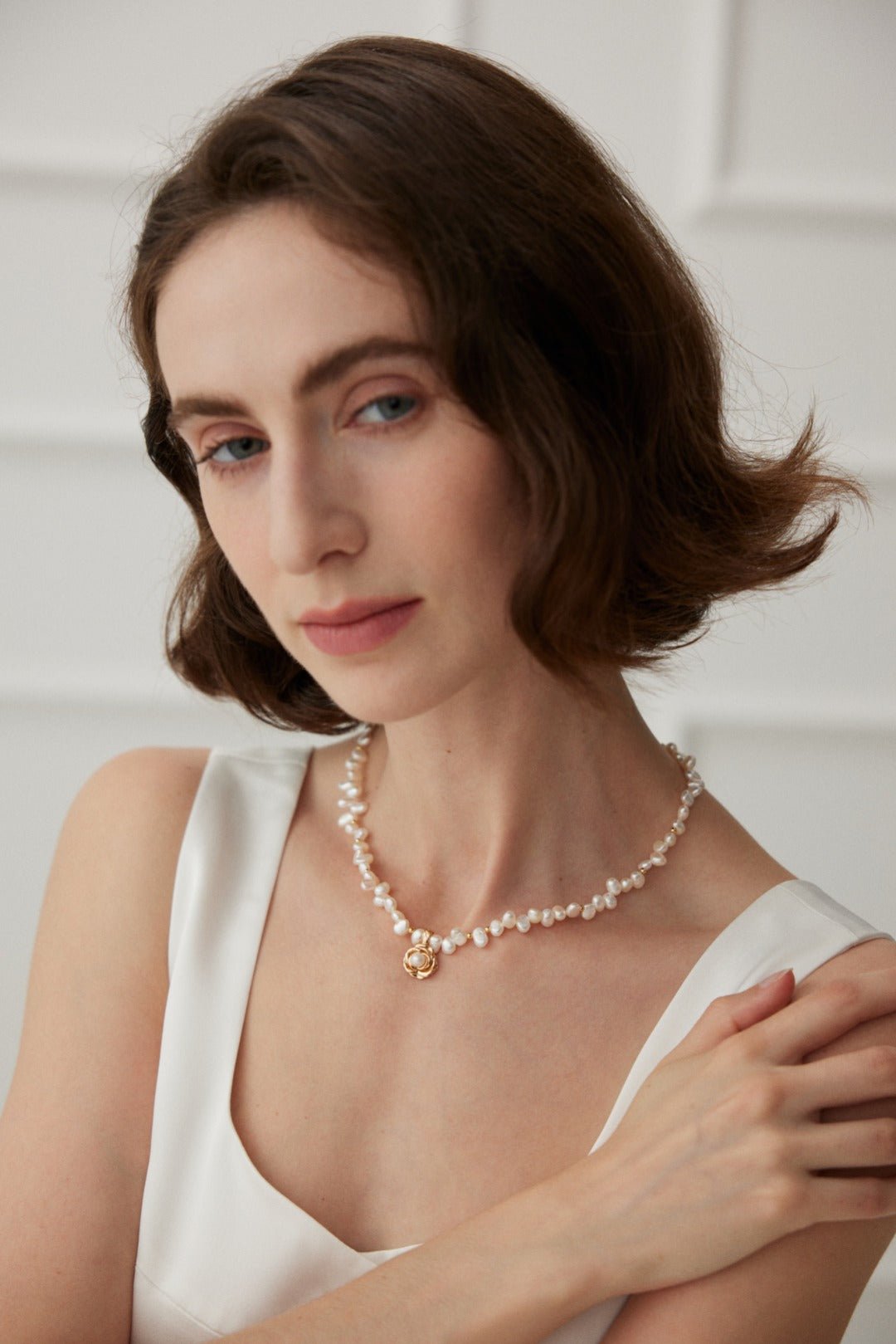 Ideal Love Pearl Necklace with Camellia Pendant - GlamBee Fashion