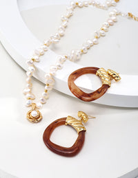 Thumbnail for Ideal Love Pearl Necklace with Camellia Pendant - GlamBee Fashion