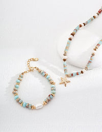 Thumbnail for Lake Serenity: Lardetite and Pearl Bracelet - GlamBee Fashion