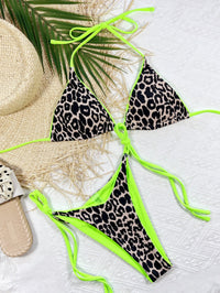 Thumbnail for Leopard Print Halter Neck Tie Side Bikini Set - GlamBee Fashion