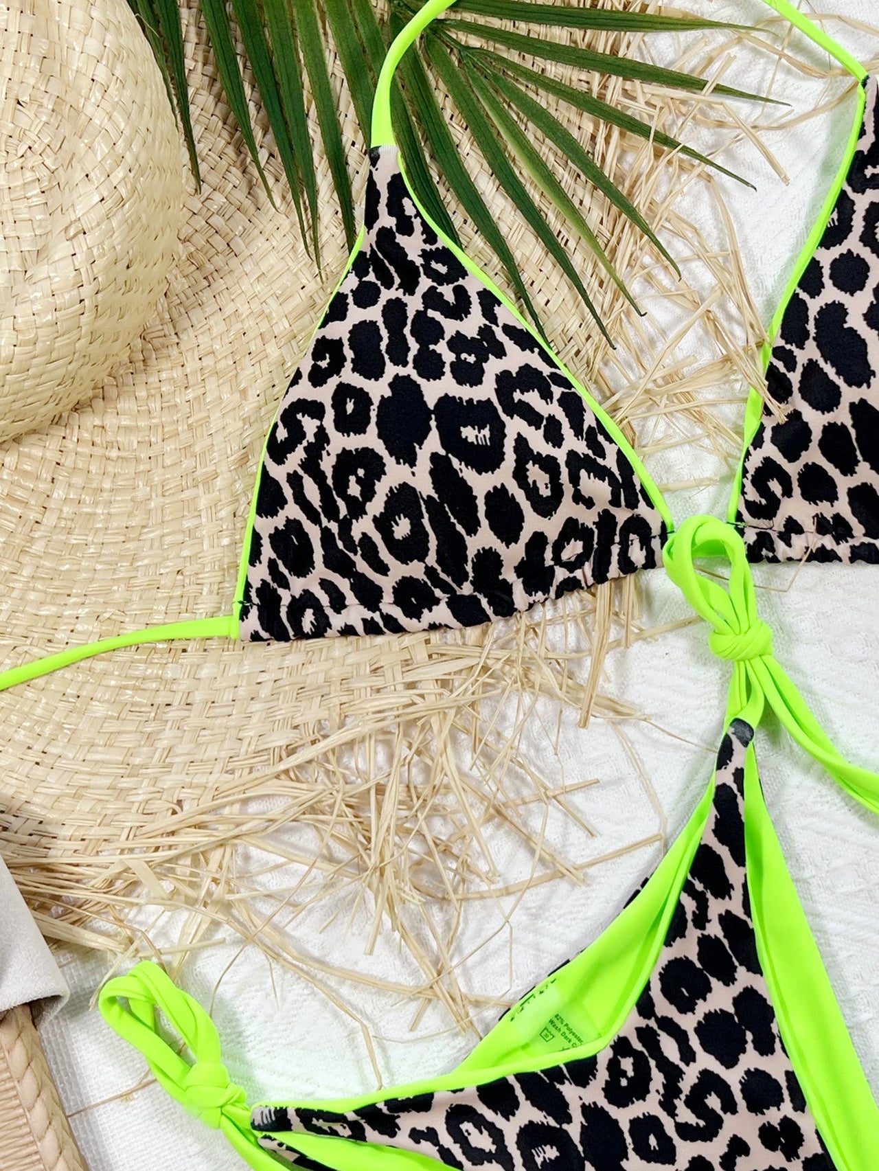 Leopard Print Halter Neck Tie Side Bikini Set - GlamBee Fashion