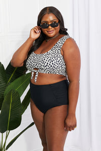 Thumbnail for Marina West Swim Sanibel Crop Swim Top and Ruched Bottoms Set in Black - GlamBee Fashion