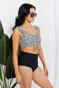 Thumbnail for Marina West Swim Sanibel Crop Swim Top and Ruched Bottoms Set in Black - GlamBee Fashion