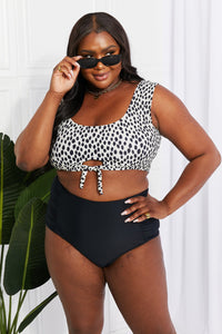 Thumbnail for Marina West Swim Sanibel Crop Swim Top and Ruched Bottoms Set in Black - GlamBee Fashion