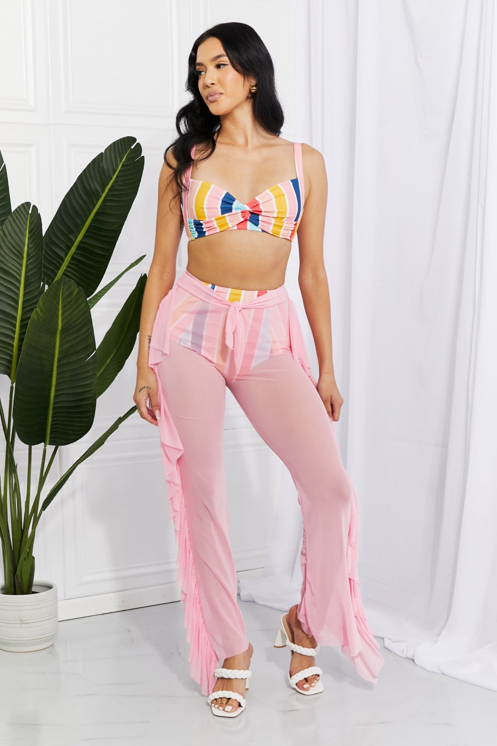 Marina West Swim Take Me To The Beach Mesh Ruffle Cover - Up Pants - GlamBee Fashion