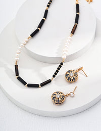 Thumbnail for Mystic Night: Black Pendant Pearl Earrings - GlamBee Fashion