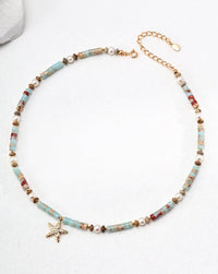 Thumbnail for Ocean Breeze Lardetite and Natural Pearl Necklace - GlamBee Fashion