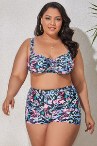 Thumbnail for Plus Size Drawstring Detail Two - Piece Swimsuit - GlamBee Fashion