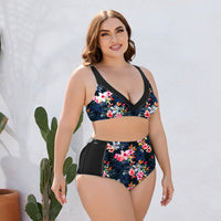 Thumbnail for Plus Size Floral High Waist Two - Piece Swim Set - GlamBee Fashion