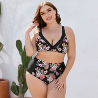 Thumbnail for Plus Size Floral High Waist Two - Piece Swim Set - GlamBee Fashion