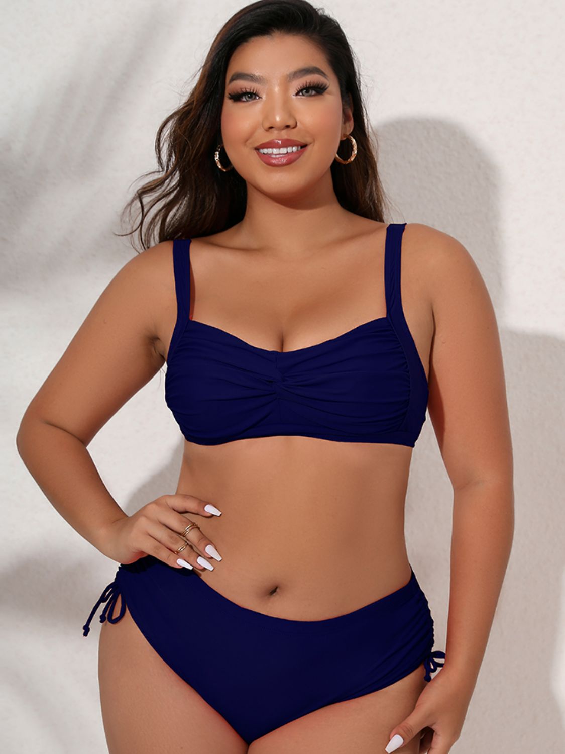 Plus Size Twist Front Tied Bikini Set - GlamBee Fashion