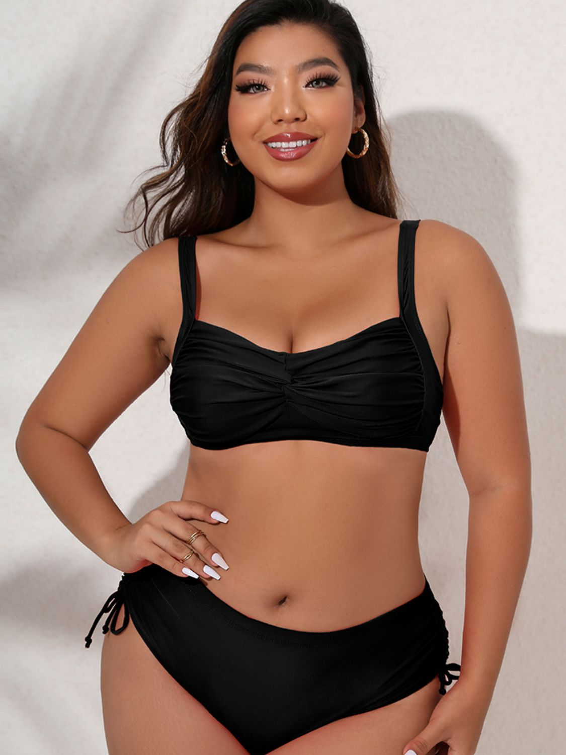 Plus Size Twist Front Tied Bikini Set - GlamBee Fashion