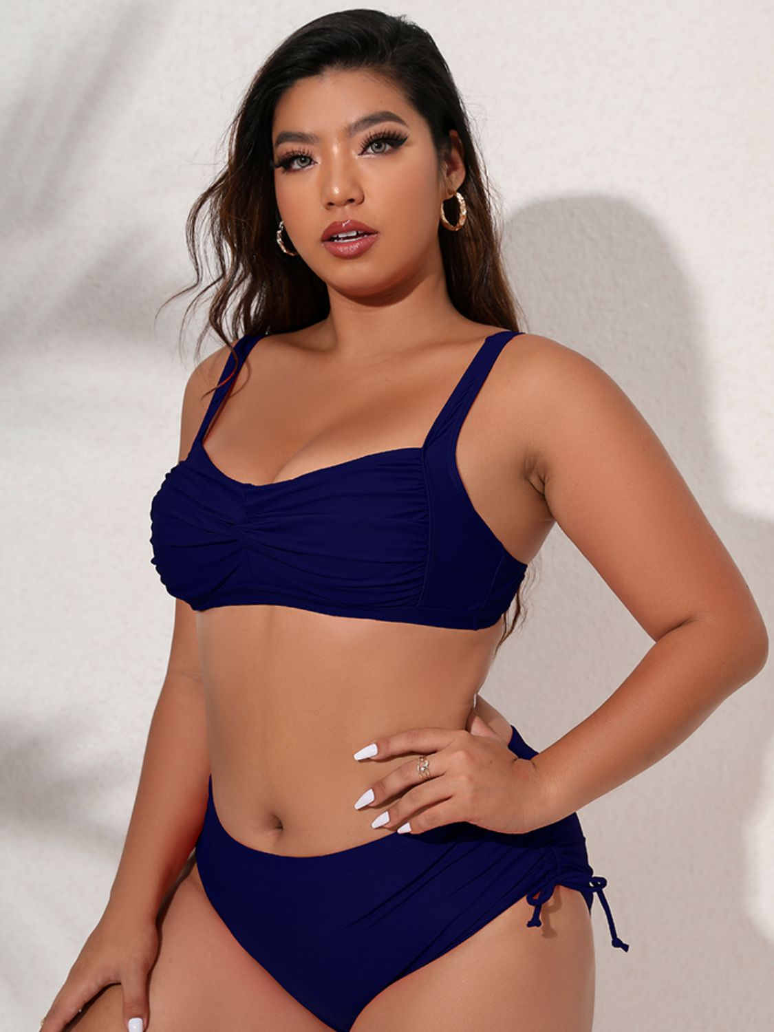 Plus Size Twist Front Tied Bikini Set - GlamBee Fashion