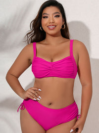 Thumbnail for Plus Size Twist Front Tied Bikini Set - GlamBee Fashion