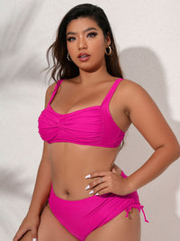 Thumbnail for Plus Size Twist Front Tied Bikini Set - GlamBee Fashion