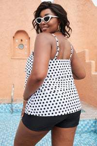 Thumbnail for Polka Dot Layered Swim Top - GlamBee Fashion