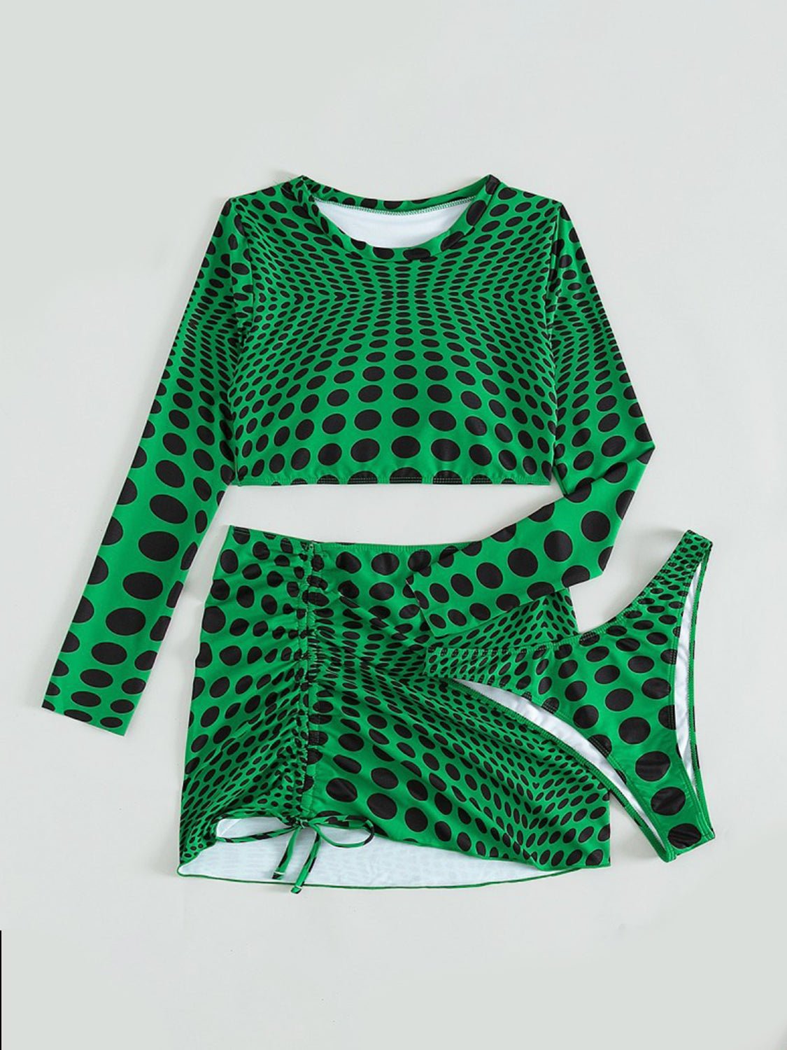 Polka Dot Long Sleeve Three - Piece Swim Set - GlamBee Fashion