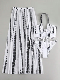 Thumbnail for Printed Halter Neck Three - Piece Swim Set - GlamBee Fashion