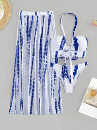 Thumbnail for Printed Halter Neck Three - Piece Swim Set - GlamBee Fashion