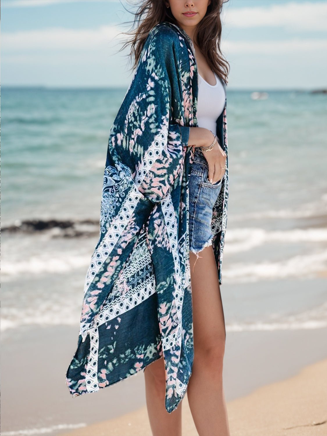 Printed Open Front Cover - Up - GlamBee Fashion